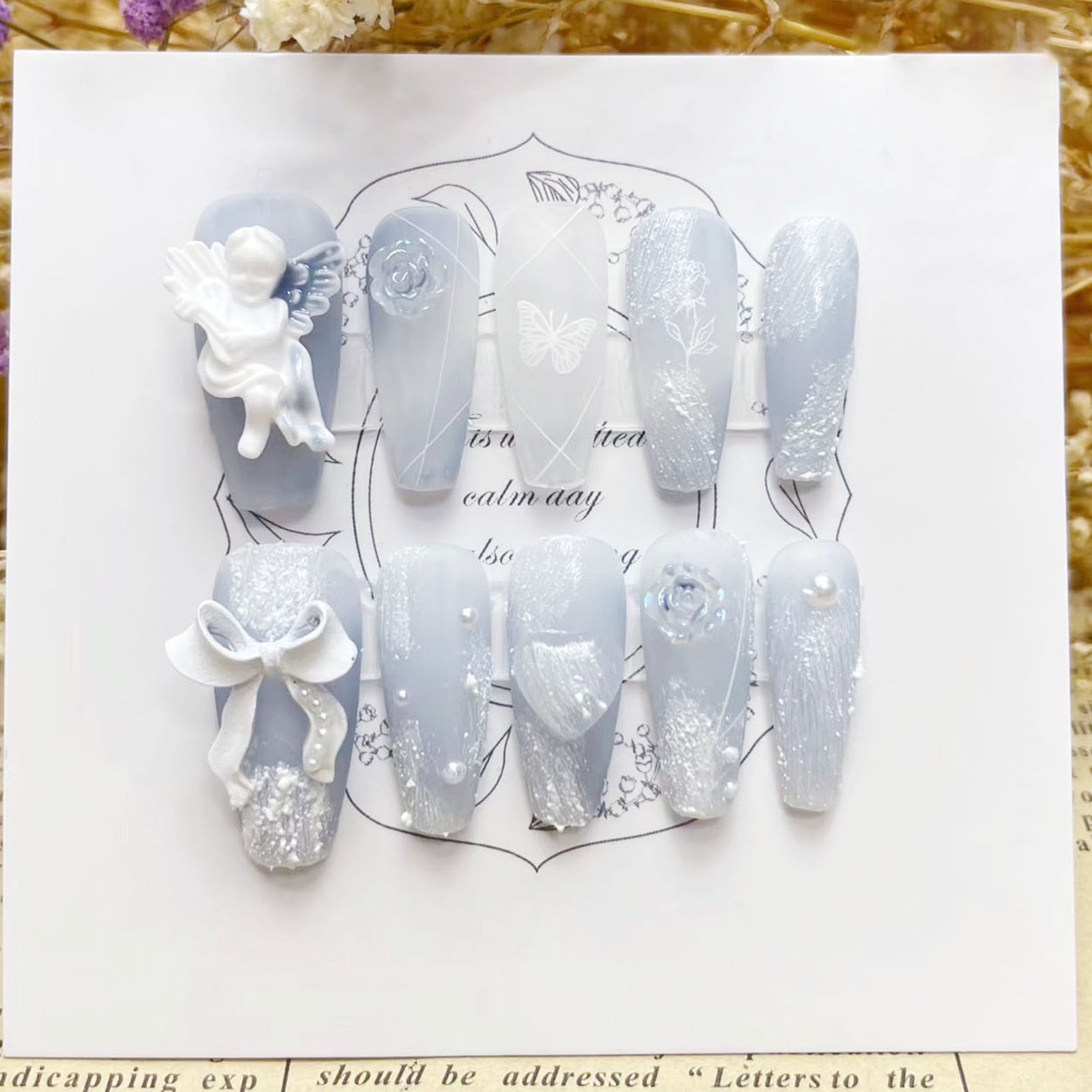 Resin Art Flower - 3D gesso angelo unghie finte lucido