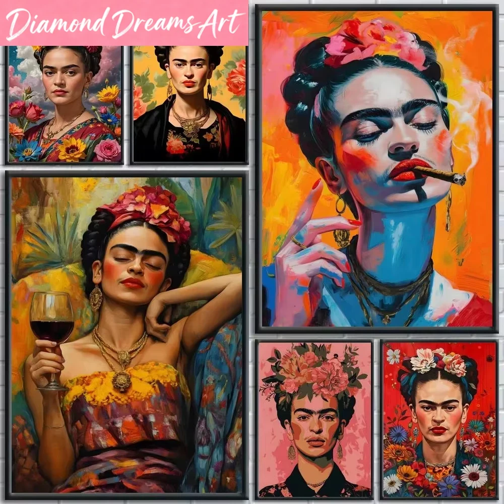 Resin Art Wallpaper - Dipinto Diamantato Stile Frida Kahlo Senza