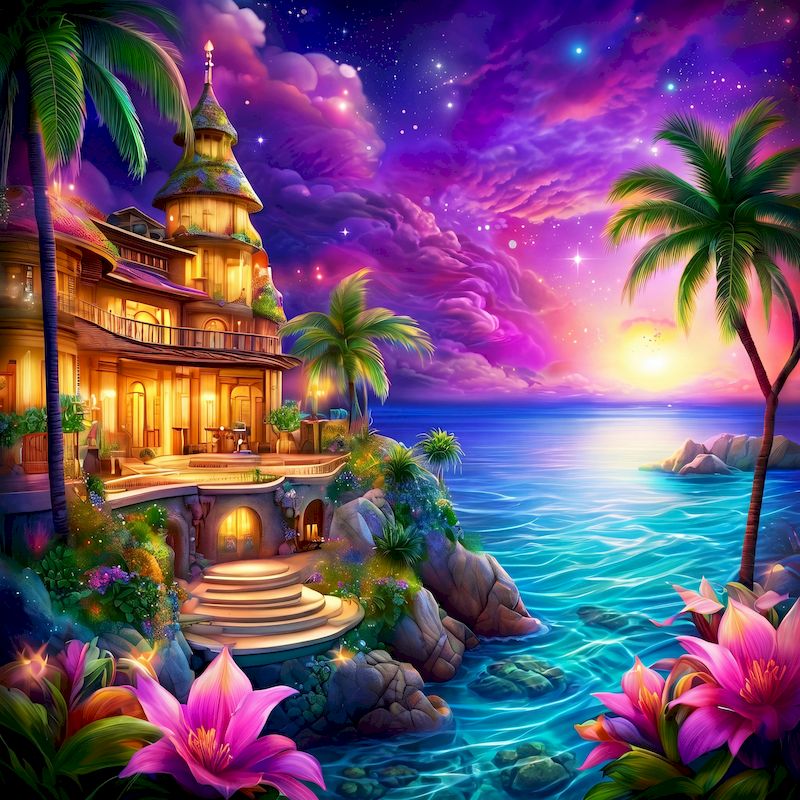 Resin Art Wallpaper - GATYZTORY Kit Pittura Diamante Paesaggio Marino,