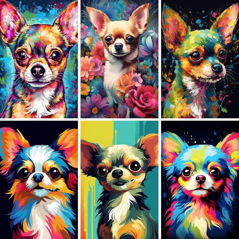 Resin Art Wallpaper - 5D Chihuahua cane pittura diamante fai