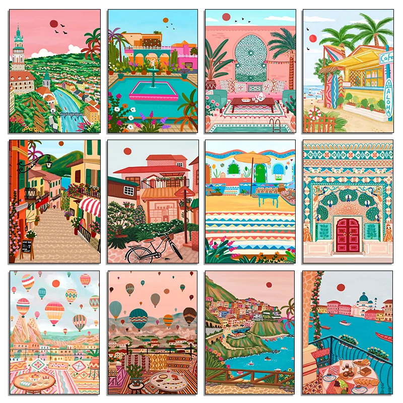 Resin Art India - Poster di Viaggio con Paesaggi Nordici,