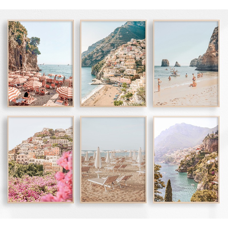 Resin Art Aesthetic - Poster Paesaggistico della Costiera Amalfitana, Italia,
